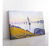 Big Box Art Evening Calm by Paul Signac Canvas Wall Art Print Ready to Hang Picture, 76 x 50 cm (30 x 20 Inch), White, Grey, Cream