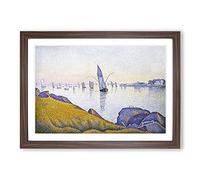 Big Box Art Evening Calm by Paul Signac Framed Wall Art Picture Print Ready to Hang, Walnut A2 (62 x 45 cm)