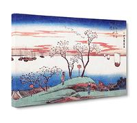 Big Box Art Evening Cherry Blossoms at Gotenyama by Utagawa Hiroshige Canvas Wall Art Framed Picture Print, 30 x 20 Inch (76 x 50 cm), White, Blue, Beige, Purple