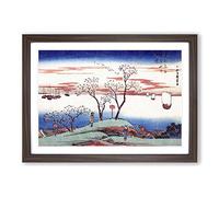 Big Box Art Evening Cherry Blossoms at Gotenyama by Utagawa Hiroshige Framed Wall Art Picture Print Ready to Hang, Walnut A2 (62 x 45 cm)
