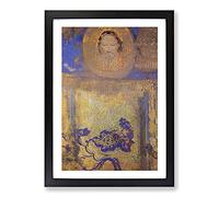 Big Box Art Evocation by Odilon Redon Framed Wall Art Picture Print Ready to Hang, Black A2 (62 x 45 cm)