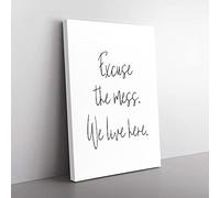 Big Box Art Excuse The Mess Typography Canvas Wall Art Print Ready to Hang Picture, 76 x 50 cm (30 x 20 Inch), White