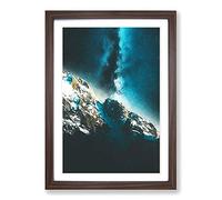 Big Box Art Explosion of Stars Above The Mountains Framed Wall Art Picture Print Ready to Hang, Walnut A2 (62 x 45 cm)