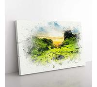 Big Box Art Fairy Glen at The Isle of Skye in Abstract Canvas Wall Art Print Ready to Hang Picture, 76 x 50 cm (30 x 20 Inch), White, Olive, Green, Greige, Green, Olive, Green
