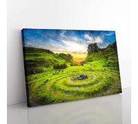 Big Box Art Fairy Glen at The Isle of Skye Painting Canvas Wall Art Print Ready to Hang Picture, 76 x 50 cm (30 x 20 Inch), White, Olive, Green, Greige, Green, Olive, Green