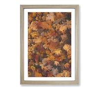 Big Box Art Fallen Leaves in Abstract Framed Wall Art Picture Print Ready to Hang, Oak A2 (62 x 45 cm)