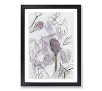 Big Box Art Fallen Pink Petals in Abstract Framed Wall Art Picture Print Ready to Hang, Black A2 (62 x 45 cm)