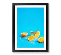Big Box Art Falling Oranges in Abstract Framed Wall Art Picture Print Ready to Hang, Black A2 (62 x 45 cm)