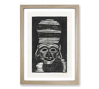 Big Box Art Fantastical Head by Samuel De Mesquita Framed Wall Art Picture Print Ready to Hang, Oak A2 (62 x 45 cm)