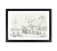 Big Box Art Farm Animals by Jean Bernard Framed Wall Art Picture Print Ready to Hang, Black A2 (62 x 45 cm)
