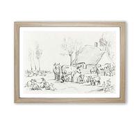 Big Box Art Farm Animals by Jean Bernard Framed Wall Art Picture Print Ready to Hang, Oak A2 (62 x 45 cm)