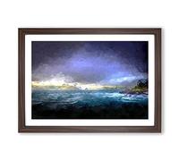 Big Box Art Faroe Island Ocean View in Abstract Framed Wall Art Picture Print Ready to Hang, Walnut A2 (62 x 45 cm)