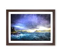 Big Box Art Faroe Island Ocean View Painting Framed Wall Art Picture Print Ready to Hang, Walnut A2 (62 x 45 cm)