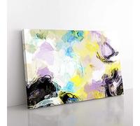 Big Box Art Feel The Rhythm in Abstract Canvas Wall Art Print Ready to Hang Picture, 76 x 50 cm (30 x 20 Inch), White, Yellow, Lavender, Black, Grey