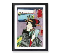 Big Box Art Feeling Like Reading by Utagawa Kuniyoshi Framed Wall Art Picture Print Ready to Hang, Black A2 (62 x 45 cm)