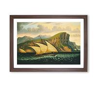Big Box Art Felucca Off Gibraltar by Thomas Chambers Framed Wall Art Picture Print Ready to Hang, Walnut A2 (62 x 45 cm)