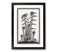 Big Box Art Ferns by Julie De Graag Framed Wall Art Picture Print Ready to Hang, Black A2 (62 x 45 cm)