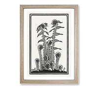 Big Box Art Ferns by Julie De Graag Framed Wall Art Picture Print Ready to Hang, Oak A2 (62 x 45 cm)