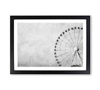 Big Box Art Ferris Wheel in Seattle Painting Framed Wall Art Picture Print Ready to Hang, Black A2 (62 x 45 cm)