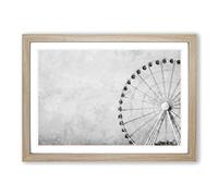 Big Box Art Ferris Wheel in Seattle Painting Framed Wall Art Picture Print Ready to Hang, Oak A2 (62 x 45 cm)