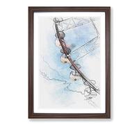Big Box Art Ferris Wheel Sketch Framed Wall Art Picture Print Ready to Hang, Walnut A2 (62 x 45 cm)