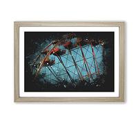 Big Box Art Ferris Wheel Vol.2 Paint Splash Framed Wall Art Picture Print Ready to Hang, Oak A2 (62 x 45 cm)