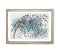 Big Box Art Ferris Wheel Vol.2 Sketch Framed Wall Art Picture Print Ready to Hang, Oak A2 (62 x 45 cm)