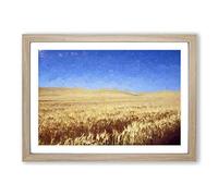 Big Box Art Field of Wheat in Kansas in Abstract Framed Wall Art Picture Print Ready to Hang, Oak A2 (62 x 45 cm)
