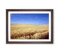 Big Box Art Field of Wheat in Kansas in Abstract Framed Wall Art Picture Print Ready to Hang, Walnut A2 (62 x 45 cm)