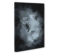 Big Box Art Fierce Lioness in Abstract Canvas Wall Art Framed Picture Print, 30 x 20 Inch (76 x 50 cm), Black, Grey, Blue, Grey