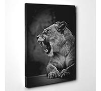 Big Box Art Fierce Lioness Lion Canvas Wall Art Print Ready to Hang Picture, 30 x 20 Inch (76 x 50 cm), Multi-Coloured