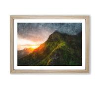 Big Box Art First Light in Hawaii Painting Framed Wall Art Picture Print Ready to Hang, Oak A2 (62 x 45 cm)