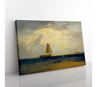 Big Box Art Fishing Upon He Blythe Sand by Joseph Mallord William Turner Canvas Wall Art Print Ready to Hang Picture, 76 x 50 cm (30 x 20 Inch), Gold, Grey, Green