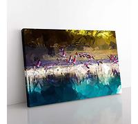 Big Box Art Flamingos Taking Flight in Abstract Canvas Wall Art Print Ready to Hang Picture, 76 x 50 cm (30 x 20 Inch), Black, Turquoise, Grey