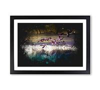 Big Box Art Flamingos Taking Flight Paint Splash Framed Wall Art Picture Print Ready to Hang, Black A2 (62 x 45 cm)