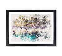 Big Box Art Flamingos Taking Flight Watercolour Framed Wall Art Picture Print Ready to Hang, Black A2 (62 x 45 cm)