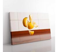 Big Box Art Floating Chopped Lemon Canvas Wall Art Print Ready to Hang Picture, 76 x 50 cm (30 x 20 Inch), Multi-Coloured