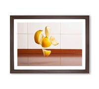 Big Box Art Floating Chopped Lemon Framed Wall Art Picture Print Ready to Hang, Walnut A2 (62 x 45 cm)