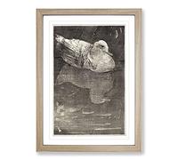 Big Box Art Floating Duck by Theo Van Hoytema Framed Wall Art Picture Print Ready to Hang, Oak A2 (62 x 45 cm)