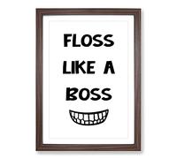 Big Box Art Floss Like A Boss Typography Framed Wall Art Picture Print Ready to Hang, Walnut A2 (62 x 45 cm)