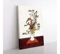 Big Box Art Flower Arrangement by Harunobu Suzuki Painting Canvas Wall Art Print Ready to Hang Picture, 76 x 50 cm (30 x 20 Inch), White, Red, Cream, Green, Red