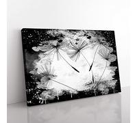 Big Box Art Flower Dandelion Seeds (1) Coal Black Canvas Wall Art Print Ready to Hang Picture, 76 x 50 cm (30 x 20 Inch), Multi-Coloured