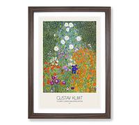 Big Box Art Flower Garden by Gustav Klimt Framed Wall Art Picture Print Ready to Hang, Walnut A2 (62 x 45 cm)