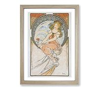 Big Box Art Flower in Hand by Alphonse Mucha Framed Wall Art Picture Print Ready to Hang, Oak A2 (62 x 45 cm)