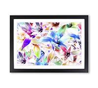 Big Box Art Flower Mixed Colour Orchids Framed Wall Art Picture Print Ready to Hang, Oak A2 (62 x 45 cm)