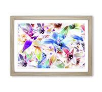 Big Box Art Flower Mixed Colour Orchids Framed Wall Art Picture Print Ready to Hang, Oak A2 (62 x 45 cm)