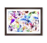 Big Box Art Flower Mixed Colour Orchids Framed Wall Art Picture Print Ready to Hang, Walnut A2 (62 x 45 cm)