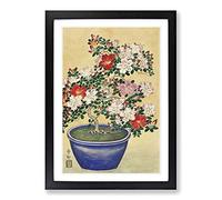 Big Box Art Flowering Azaleas by Ohara Koson Framed Wall Art Picture Print Ready to Hang, Black A2 (62 x 45 cm)