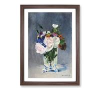 Big Box Art Flowers in A Crystal Vase by Edouard Manet Framed Wall Art Picture Print Ready to Hang, Walnut A2 (62 x 45 cm)