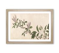 Big Box Art Flowers of The Four Seasons Vol.2 by Shen Zhou Framed Wall Art Picture Print Ready to Hang, Oak A2 (62 x 45 cm)